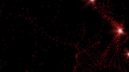 Glimmering red stars, background dots and light waves Abstract red glowing halftone dotted glitter...