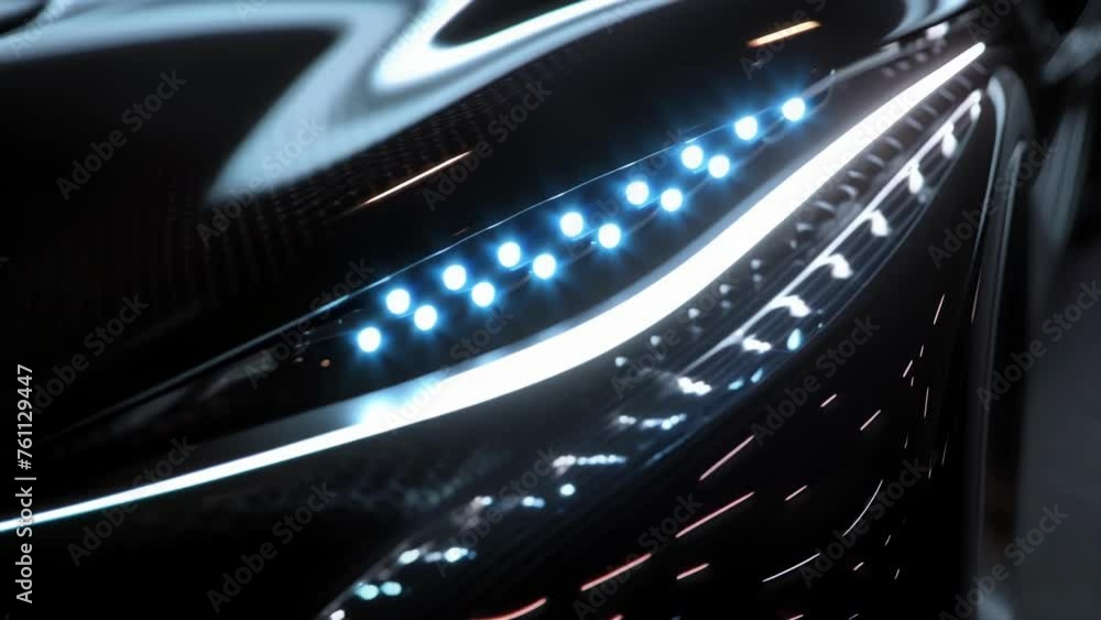 Poster next we see a headlight with a retroinspired shape but made with modern materials such as carbon fib