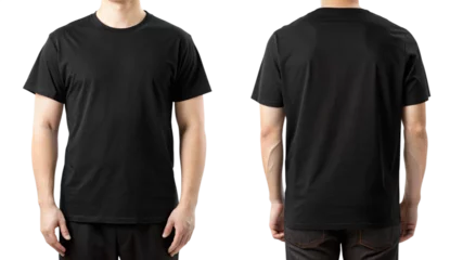 Fotobehang Plain black t-shirt front and back for PNG mockup  © CraftyAI Creations