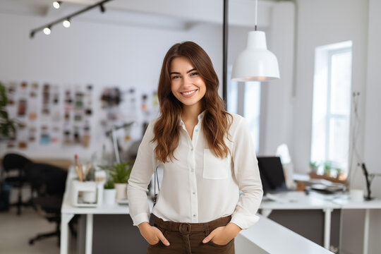 young businesswoman in bright office