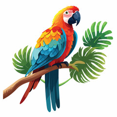 A colorful parrot illustration with bright plumage