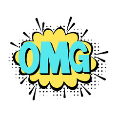 Comic speech bubble with text OMG.