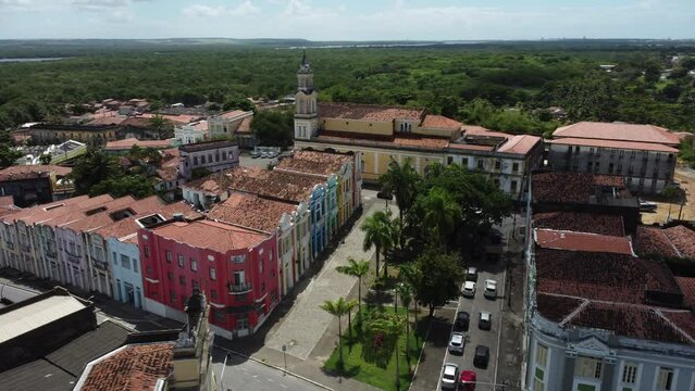 Imagens aéreas do centro histórico de João Pessoa, Hotel Globo, Praça Antenor Navarro, Rio Sanhaua, Paraiba