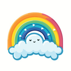 A colorful rainbow sticker illustration with bold s