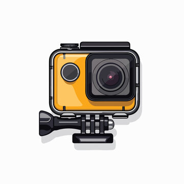 A compact action camera illustration with waterproo