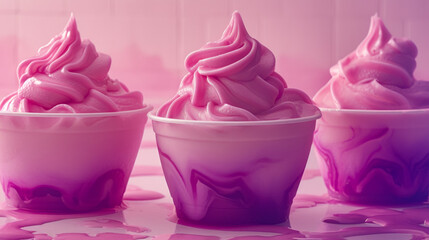 free space on the left corner for title banner with a pink ice cream - obrazy, fototapety, plakaty