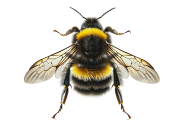 
bee isolated on a transparent PNG background, white background, first person view realistic daylight