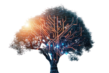 
AI Artificial intelligence, innovation technology concept isolated on white background. first person view realistic daylight