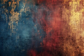 Grunge Background Texture in the Colors Red, Gold and Blue created with Generative AI Technology - obrazy, fototapety, plakaty