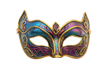 
Mardi gras mask isolated on white background first person view realistic daylight