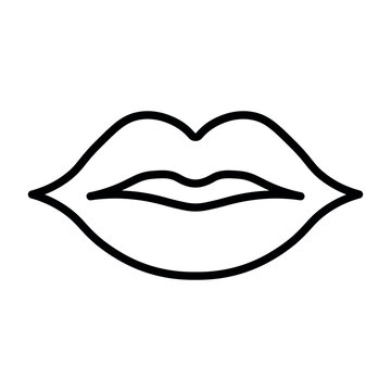 black vector lips icon on white background
