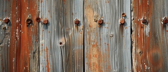 Fototapeta premium Wand aus Holzbretter mit rostigen Schrauben 