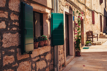 Naklejka premium The historic hill village of Bale Valle in Istria, Croatia