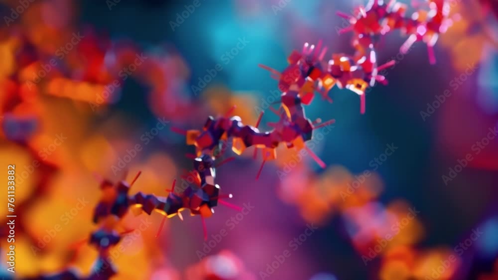 Poster an image of a nanoscale thin film zoomed in to reveal the precise alignment of its molecular chains.