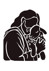  Jesus Christ and the Lamb black silhouette drawing.Easter Christian Stencil Poster.Bible verses.Printable Canvas Wall Art .Good Shepherd.Holding sheep. Sticker. Cricut Plotter Laser cutting.Print.