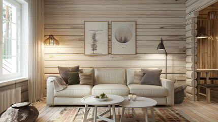 Country interior design of modern living room home. Generative AI
