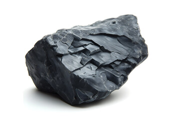 A Striking Isolated Image of a Large Black Obsidian Rock on White Background