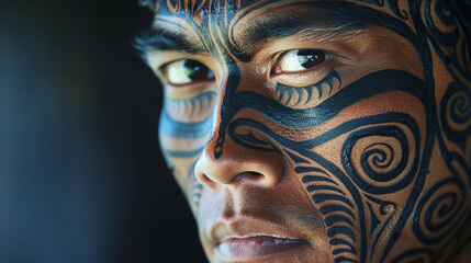 Each ta moko design is a unique expression of ancestry and personal journey. - obrazy, fototapety, plakaty