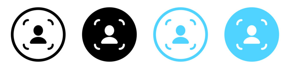 user capture icon symbol, user icon with maximize icon , resize zoom scale expand icons - capture symbol center screen, profile user symbol line icon