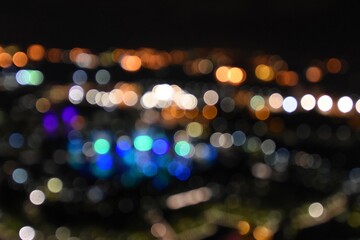 ぼやけた光、シンガポールの夜景の美。