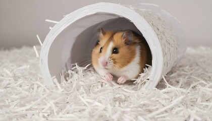 A Hamster Rolling Around In A Bed Of Shredded Pape