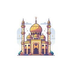 Mosque flat logo design vector illustration