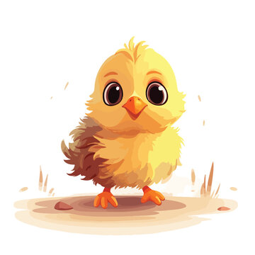 A cute chick illustration with fluffy feathers and