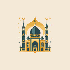 Mosque flat logo design vector illustration