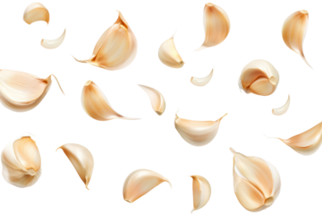 
garlic isolated on a white background Realistic daytime first person perspective