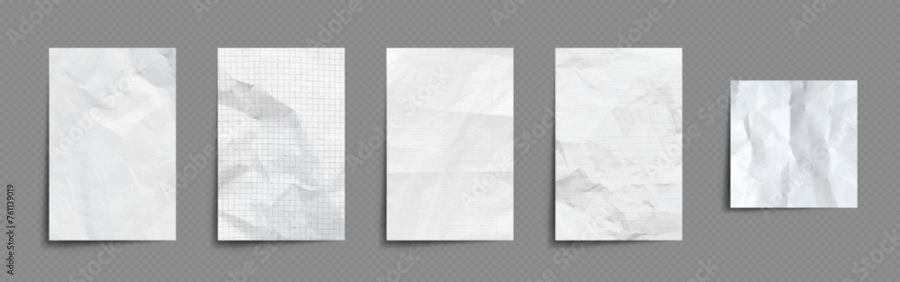 Poster notebook paper sheets set isolated on transparent background. vector realistic illustration of blank