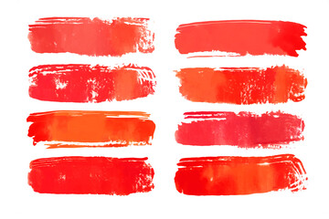 Set of Red paint brush, red brush stroke texture on white background. - 761139407