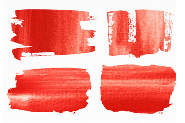 Set of Red paint brush, red brush stroke texture on white background. - 761139462