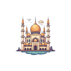 Mosque flat logo design vector illustration