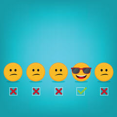 Customer experience, satisfaction and excellent services rating. Feedback emotion scale customer symbols.  Vector illustration.