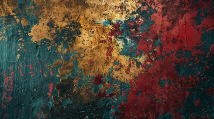 Obraz na płótnie Canvas Grunge Background Texture in the Colors Red, Gold and Blue created with Generative AI Technology