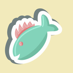 Naklejka premium Sticker Grilled Fish. suitable for Meat. simple design editable. design template vector. simple illustration