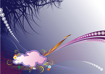 Grunge floral background. Color vector illustration