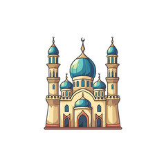 Mosque flat logo design vector illustration