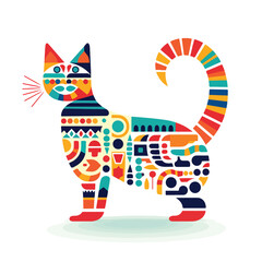 A funky cat and fishbone pattern illustration perfe