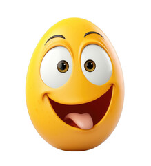 Fototapeta premium A yellow egg with a tongue sticking out and a smile on its face