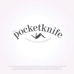 folding knife logo flat outdoor survival icon vector design. vintage illustration of folding knife
