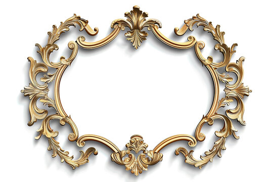 antique gold frame on a white background 