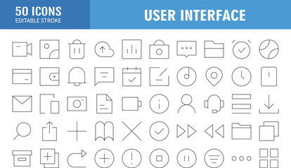 user interface icon set. editable stroke. Vector illustration
