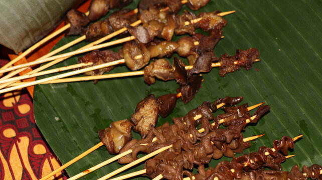 sate usus or chiken intestines satay and sate hati or liver satay.