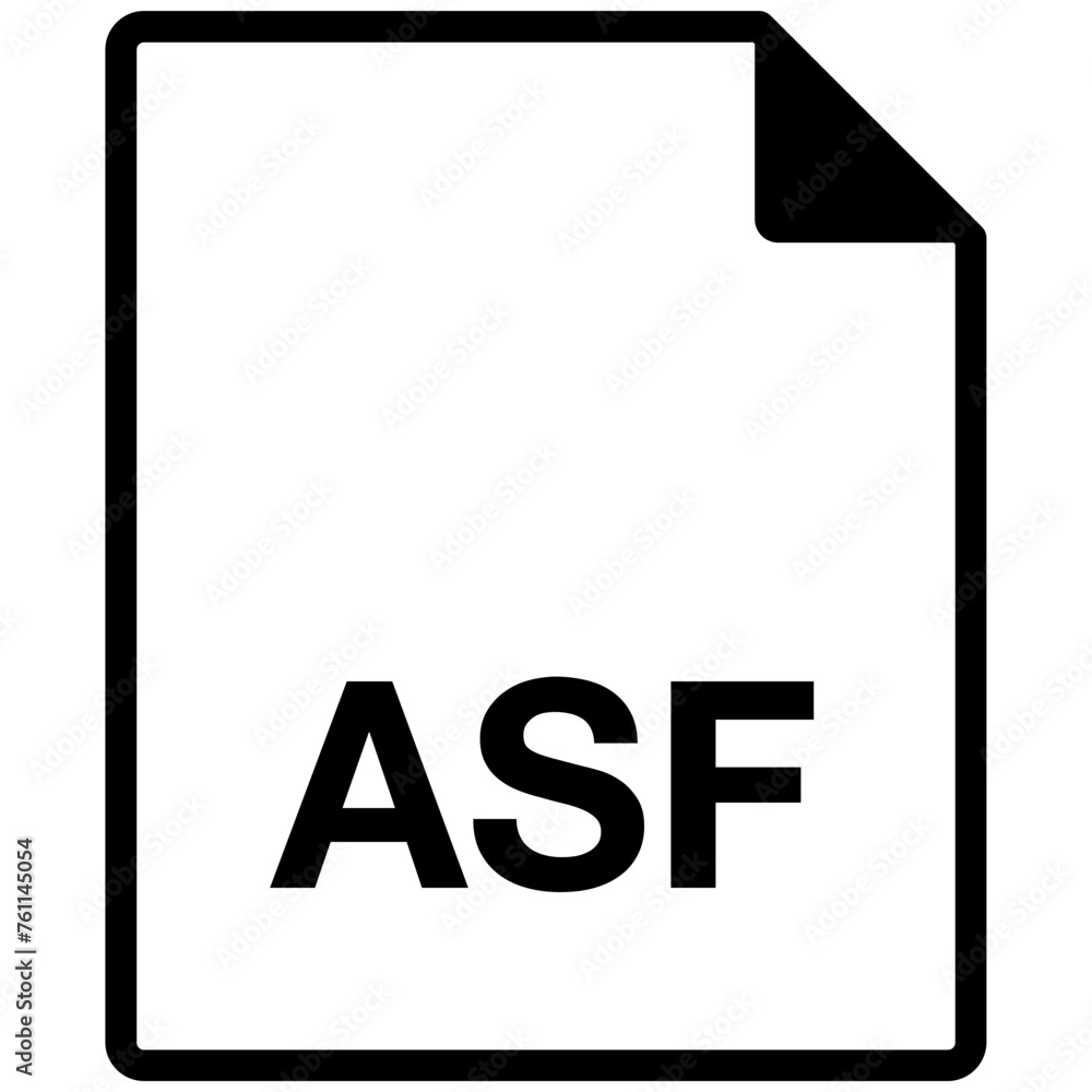 Poster single black asf file line icon, simple flat design infographic pictogram vector for app web website