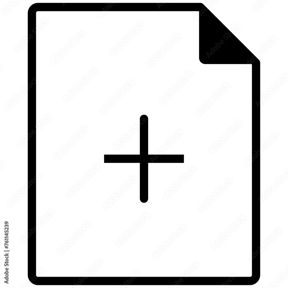 Aufkleber single black add new file line icon, simple data document flat design infographic pictogram vector f