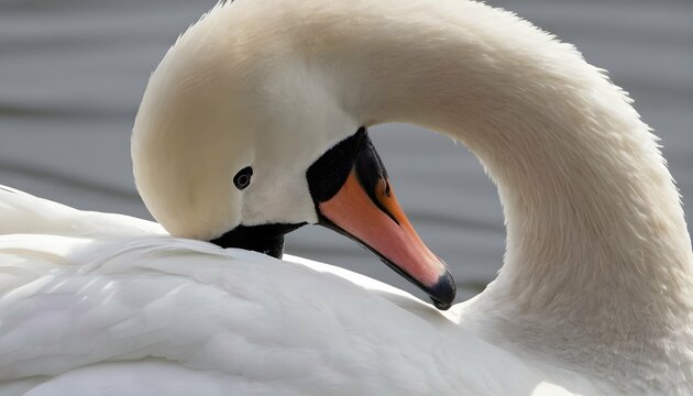 A Swan With Its Beak Buried In Its Feathers Groom Upscaled 7