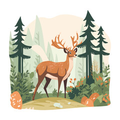 A gentle deer illustration grazing peacefully