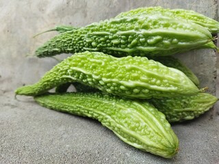fresh green bitter gourd vegetables