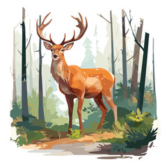 A graceful deer illustration with antlers 